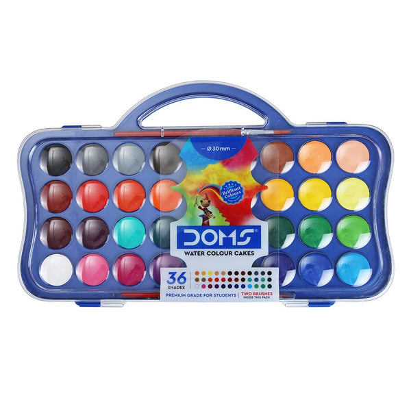 Doms 36 Shades Water Colour Cakes | Easy To Use Palette Lid | Organic Rich Colour Pigments