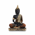 Black and gold meditating Buddha statue on a white background - by SchoolingCare Stationary Store