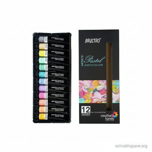  Brustro Artists pastel acrylic colour tubes set of 12 for canvas and mixed media by Schoolingcare online Stationary store Buy Now Online