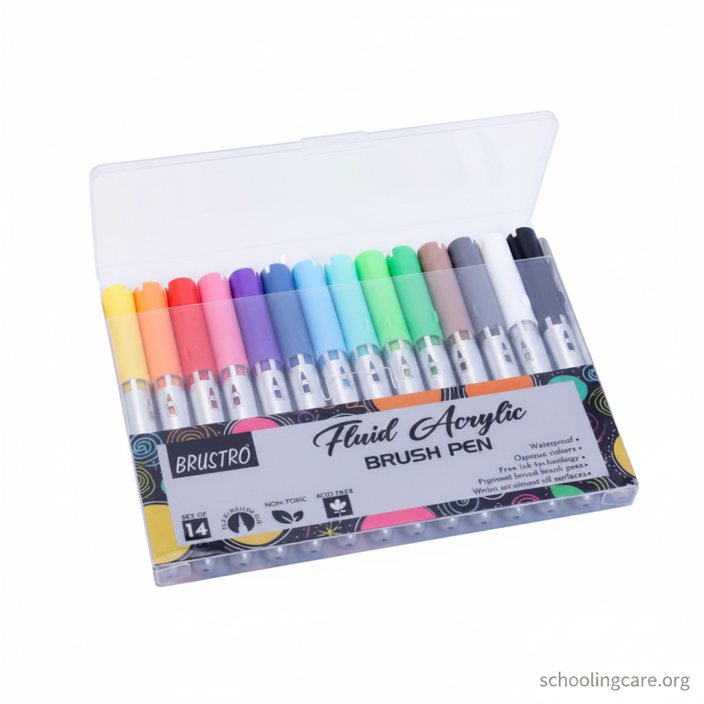  Brustro fluid acrylic brush pens set of 14 multicolour for painting and illustration Schoolingcare online Stationary store Buy Now Online