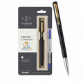  Parker Vector Standard gold trim roller ball pen with blue ink refill