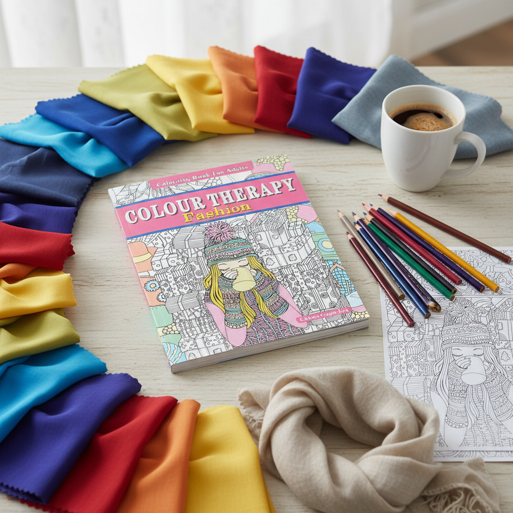 How to use Colour Therapy Fashion Colouring Book for Adults with an adult colouring a page using coloured pencils by SchoolingCare Stationary Store