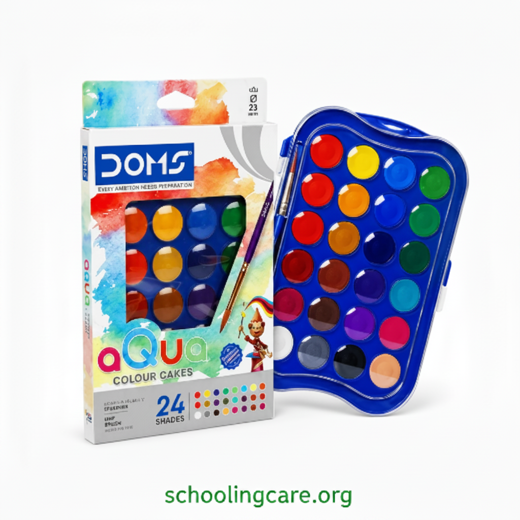  DOMS 24 shades water colour cakes set with mixing palette for school and art projects by schoolingcare