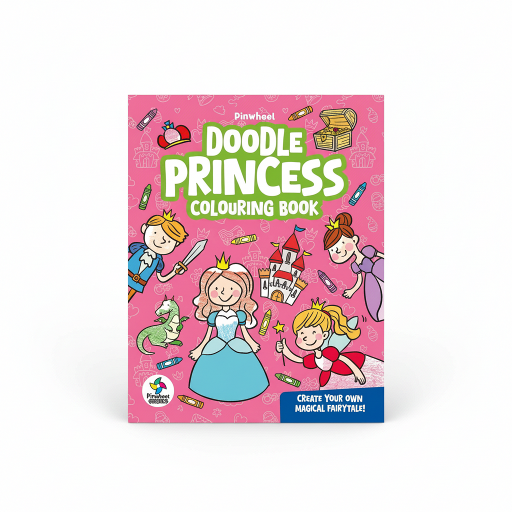 Doodle Princess colouring book for kids aged 2 to 8 on a clean white background by SchoolingCare Stationary Store