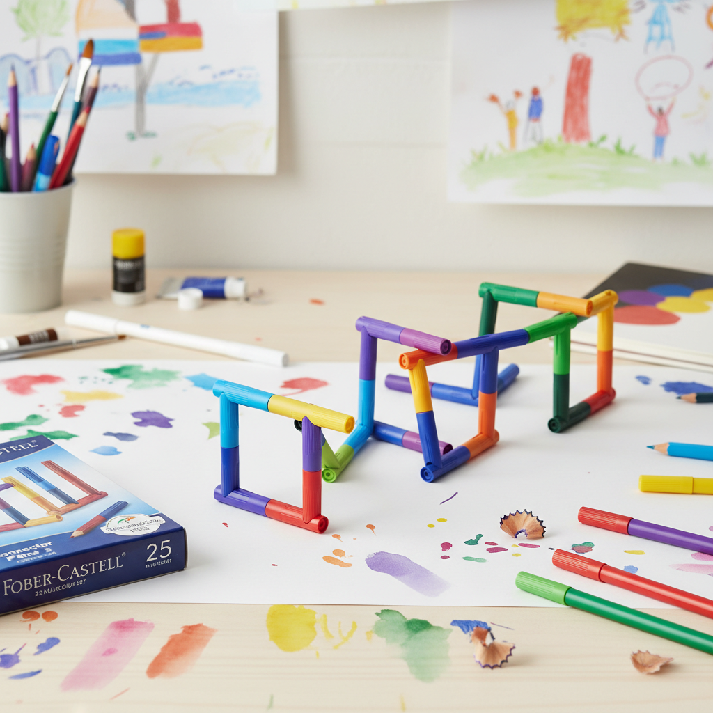 Faber-Castell Connector Pens 25 Multicolour connected together showing connector feature - Schoolingcare