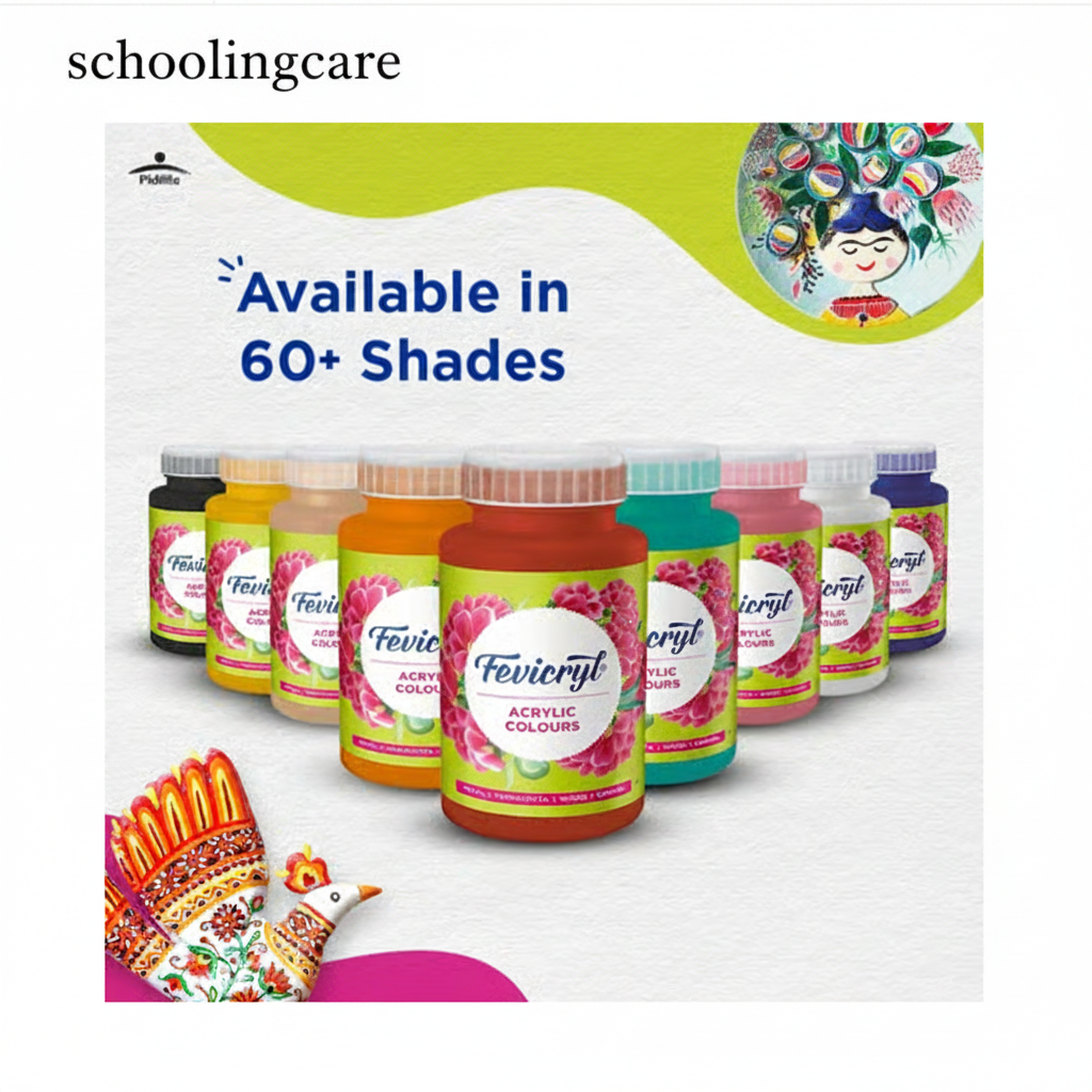  Fevicryl acrylic colour white 200ml bottle for canvas painting and craft by SchoolingCare Stationary store Online

