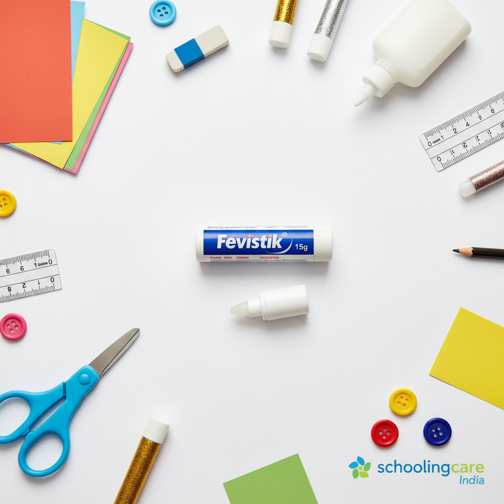 Fevistik Glue Stick 15g product flat lay clean minimal school supplies - Schoolingcare