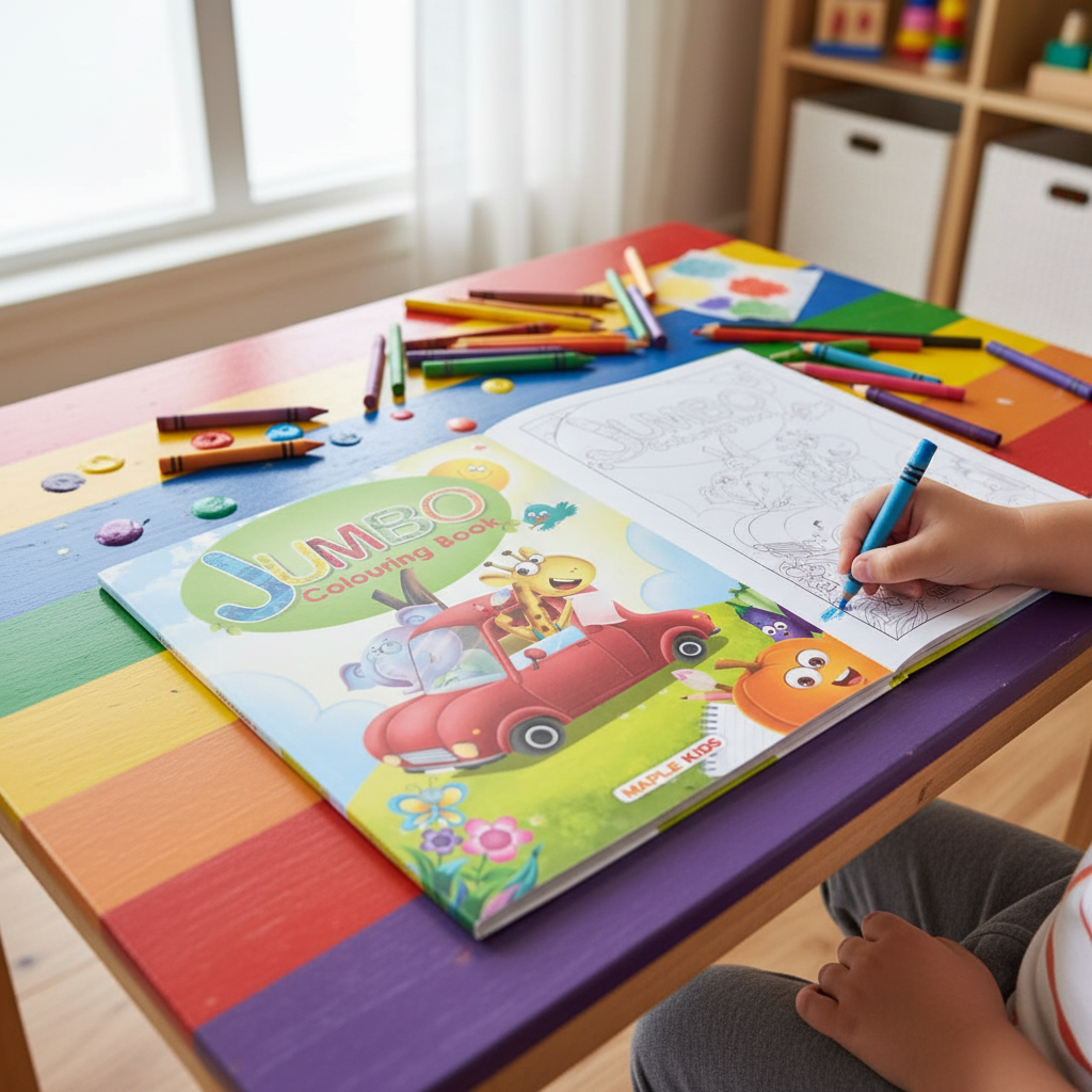 Jumbo colouring book used for children’s creative activity with crayons by SchoolingCare Stationary Store