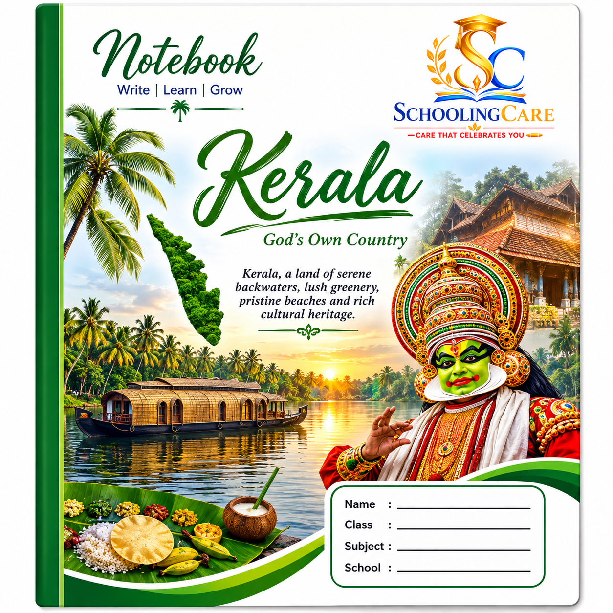 Kerala Gods Own Country Notebook by schoolingcare.org