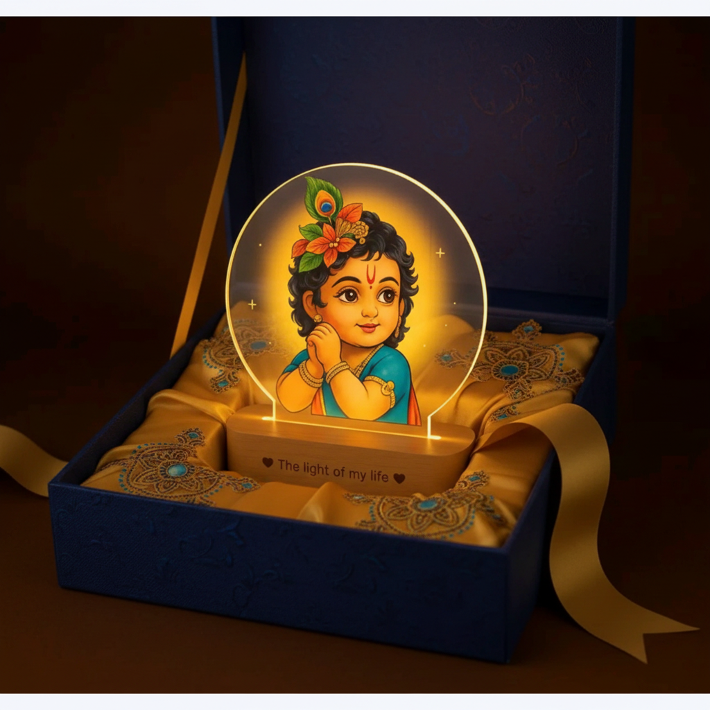 Krishna LED night lamp in a premium festive gift presentation by SchoolingCare Stationary Store