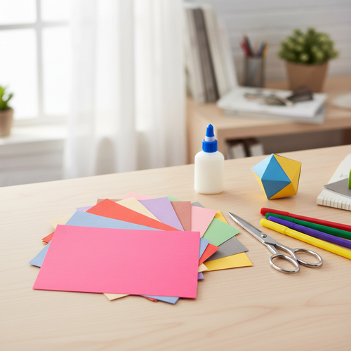 Multicolour A4 craft paper sheets used for school and DIY projects by SchoolingCare Stationary Store