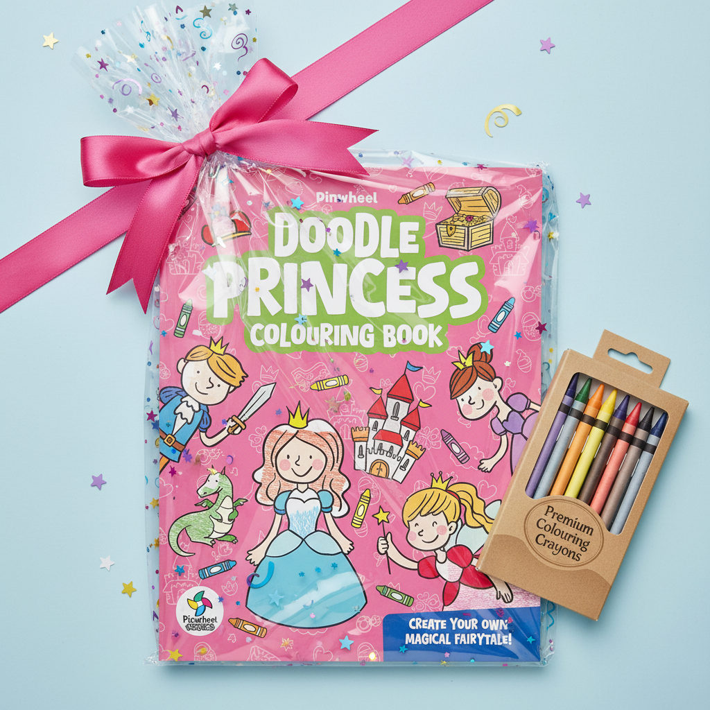 Doodle Princess colouring book arranged in a colourful children’s gift pack by SchoolingCare Stationary Store