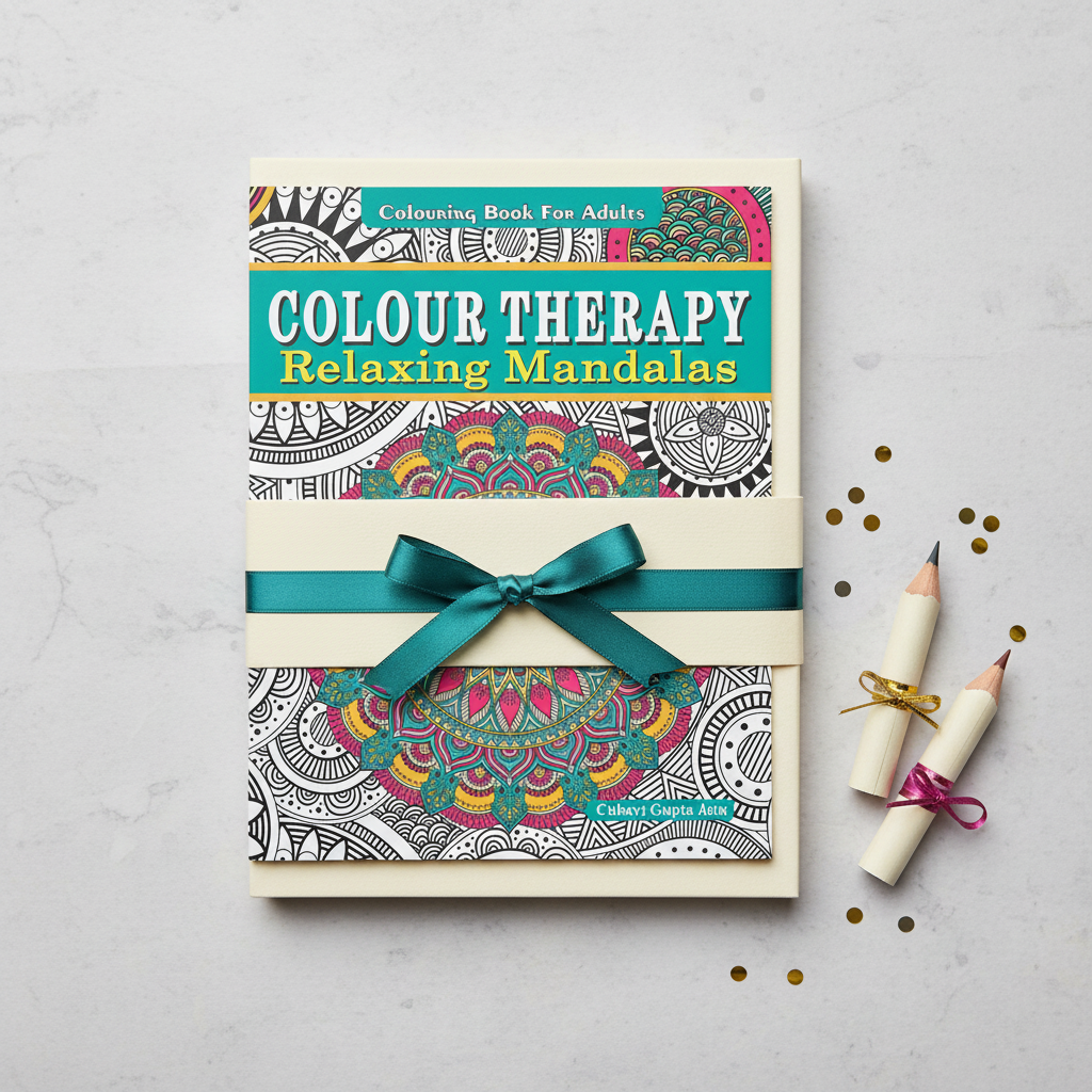 Colour Therapy Relaxing Mandalas adult colouring book in a stationery gift pack by SchoolingCare Stationary Store