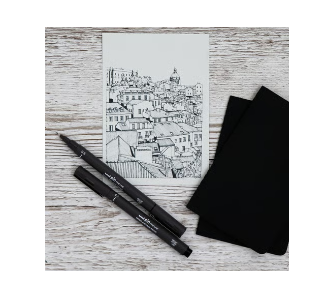 Uniball PIN 200 Brush Fineliner Drawing Pen  (Black)