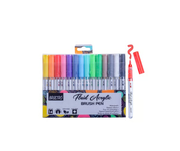 Brustro Fluid Acrylic Brush Pens / 14 Multicolour