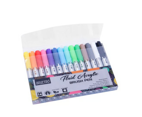 Brustro Fluid Acrylic Brush Pens / 14 Multicolour