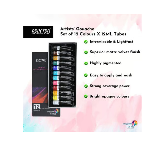 Brustro Artists Gouache Color Tubes / 12 Multicolour