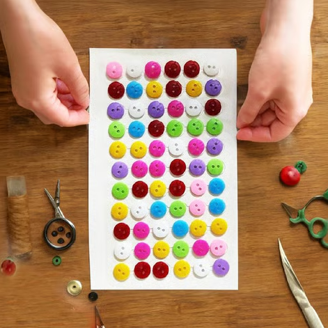 Creative Space Self-Adhesive Button Sticker / Multicolour