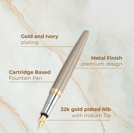 Signature Creme Ivory Fountain Pen Blue Ink / Refillable