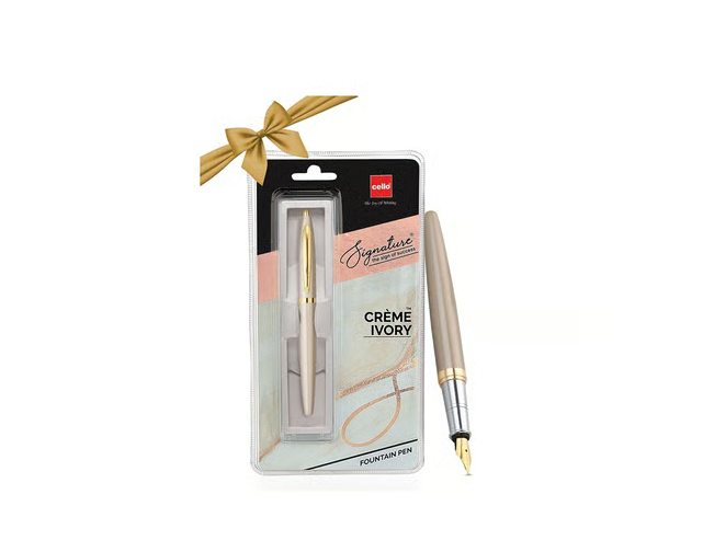 Signature Creme Ivory Fountain Pen Blue Ink / Refillable