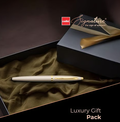 Signature Creme Ivory Fountain Pen Blue Ink / Refillable