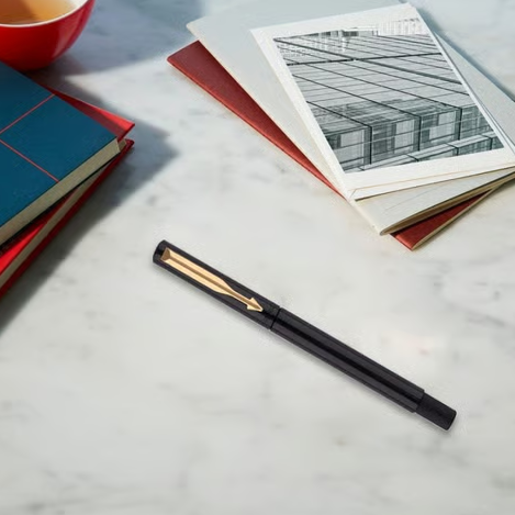 Parker Vector Standard Gold Trim Roller Ball Pen with Refill (Blue)