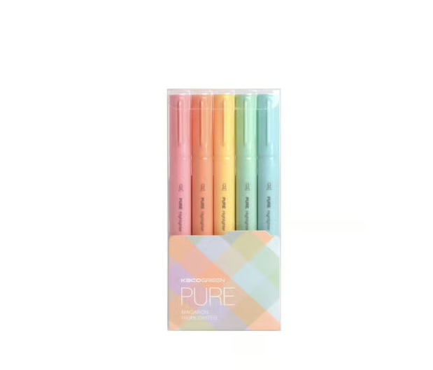 KACO Pure Macaron Highlighter Pen (5 Piece Multicolor)