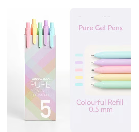 KACO Pure Macaron Gel Pen ( 5 Piece Multicolor)