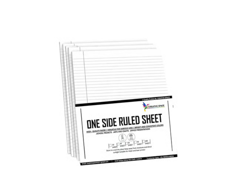 Creative Space Assignment A4 Sheets (One Side Ruled 20 Piece) (65 GSM, White)