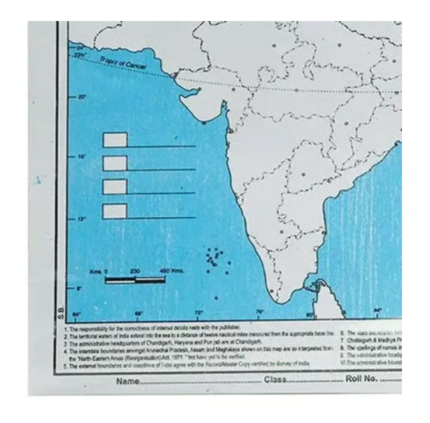 Creative Space India Political Map (A5, White, Blue 10 Sheets)