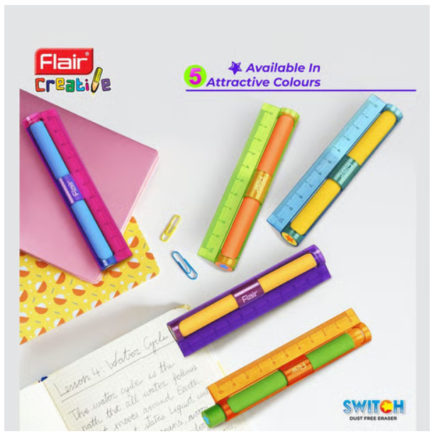 Flair Creative Creative Series Switch Eraser Pack of 10 (Multicolour)