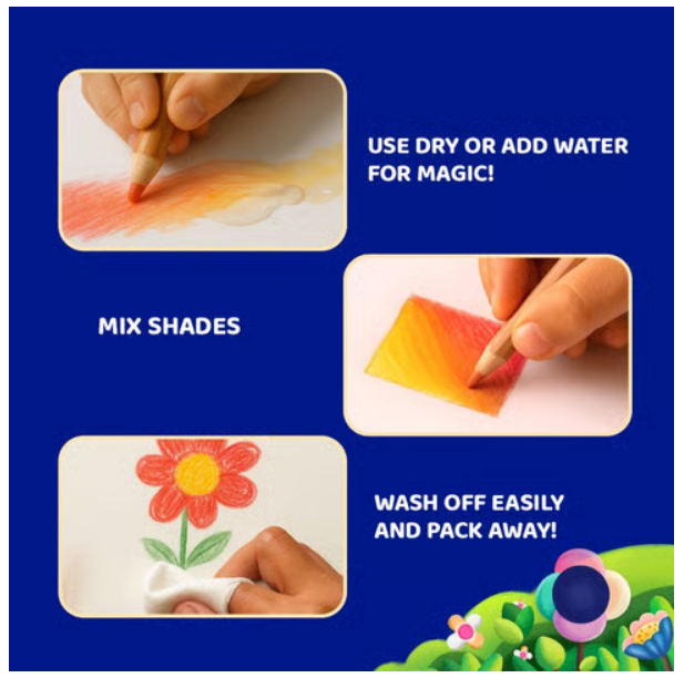 Fevicryl Yudu 3-in-1 Colour Pencils (Multicolour)