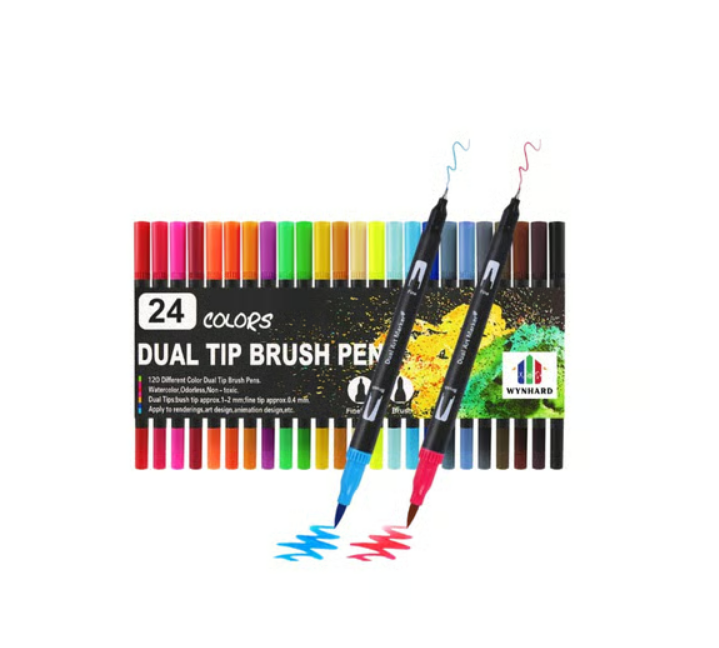 Wynhard Dual Tip Brush & Sketch Pens (24 Piece Multicolour)