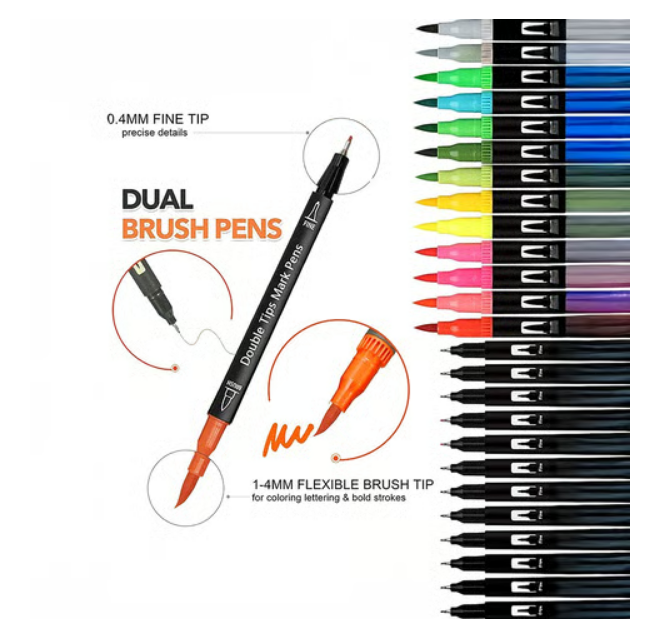 Wynhard Dual Tip Brush & Sketch Pens (24 Piece Multicolour)