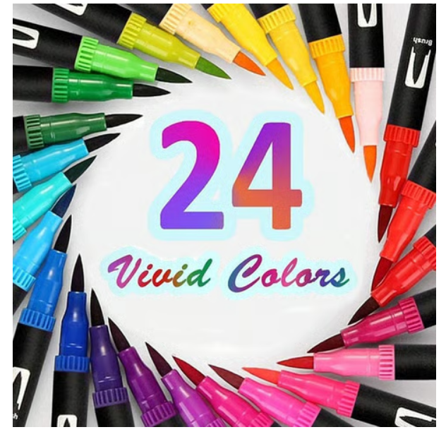 Wynhard Dual Tip Brush & Sketch Pens (24 Piece Multicolour)