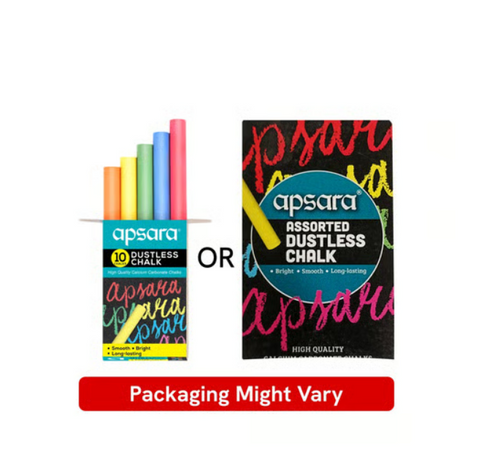 Apsara Coloured Dustless Chalk (Multicolour) 10 Piece
