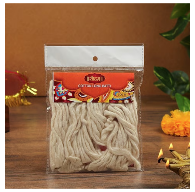 Cotton Long Diya Batti by Sohum 100 Piece