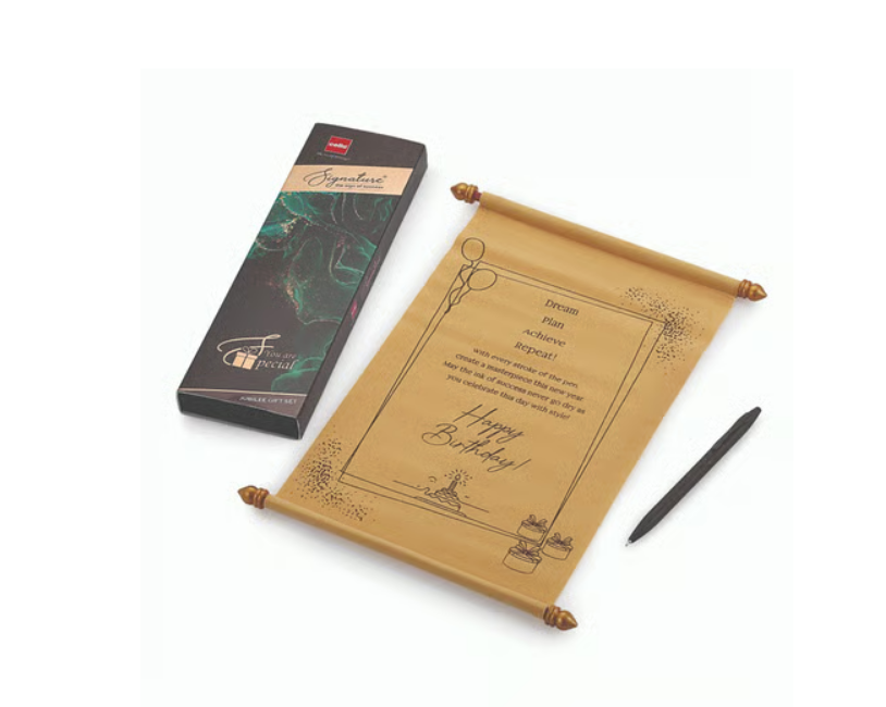 Signature Ball Pen & Birthday Scroller Gift Set (Blue)