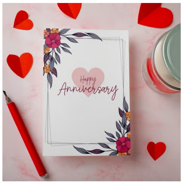 Mad Over Print Floral Anniversary Greeting Card