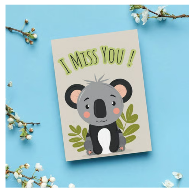 Mad Over Print I Miss You Greeting Card