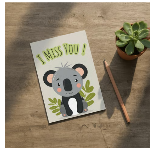 Mad Over Print I Miss You Greeting Card