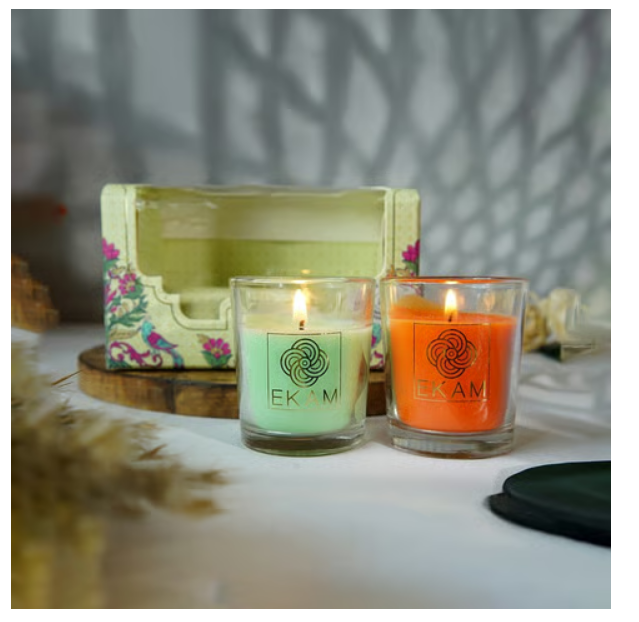 Shot Glass Scented Candle (Jasmine & Lime) by Ekam 2 piece