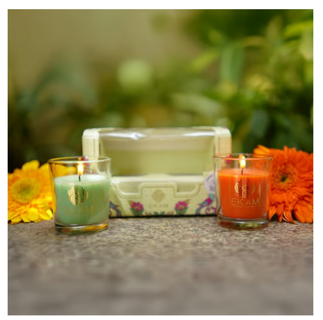 Shot Glass Scented Candle (Jasmine & Lime) by Ekam 2 piece