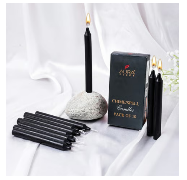 Stick Candle (Black) by Auradecor 10 Piece