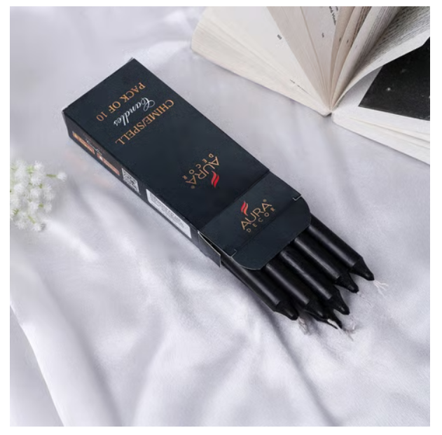 Stick Candle (Black) by Auradecor 10 Piece