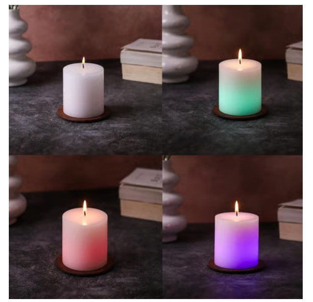 Colour Changing Pillar Candle (Unscented) by Auradecor 1 piece