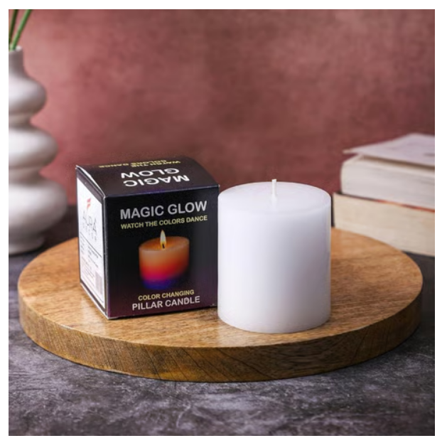 Colour Changing Pillar Candle (Unscented) by Auradecor 1 piece