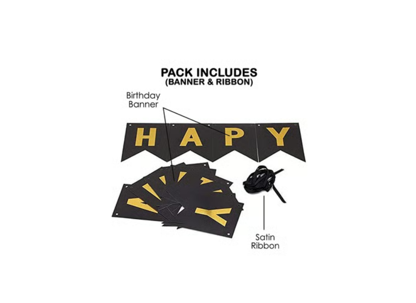 Happy Birthday Banner (Black) by Picfest