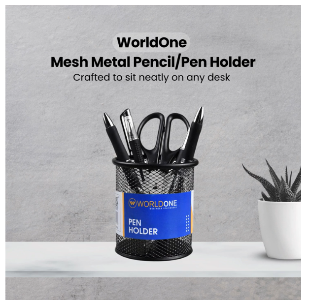 Mesh Metal Pencil / Pen Holder (Black)