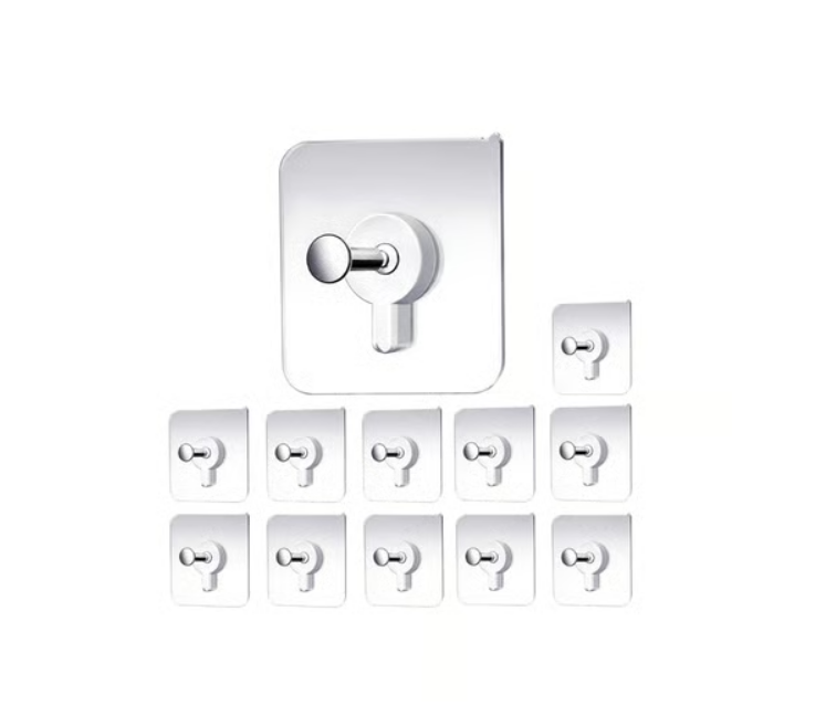 Homestrap Self-Adhesive Transparent Wall Hooks 12 piece